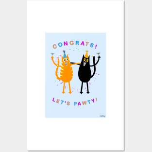 Funny Party Cats Celebration Posters and Art